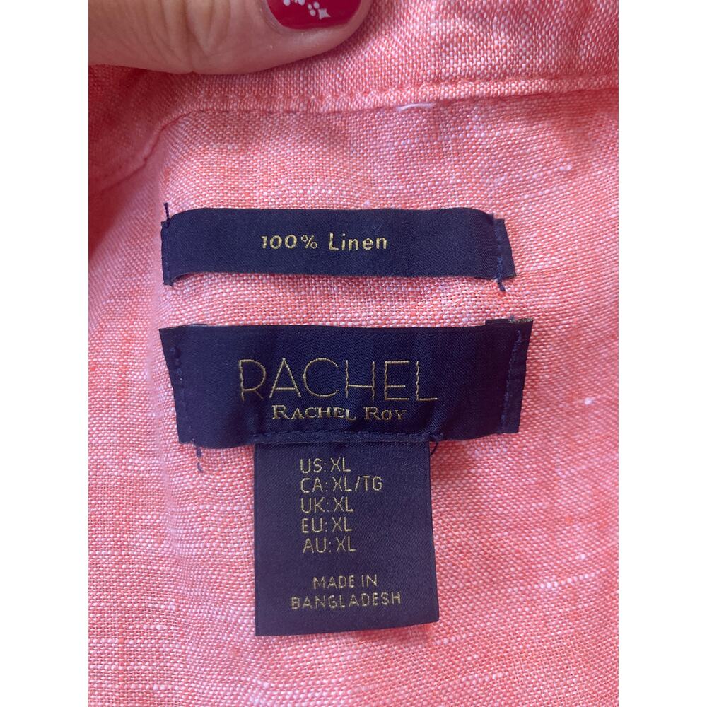 Rachel Roy Peach Linen Buttondown Shirt, Size XL - Picture 4 of 5